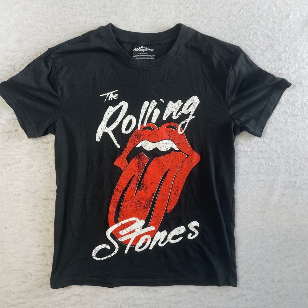 The Rolling Stones Graphic T-Shirt Unisex XS Black Classic Tongue Logo Rock Band